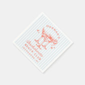 レトロモダンな独身最後の夜の青い紙ナプキン スタンダードカクテルナプキン (角)