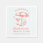 レトロモダンな独身最後の夜 オレンジ & ブルー スタンダードカクテルナプキン (正面)