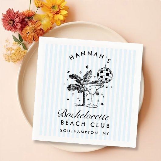 レトロモダンな独身最後の夜 青い紙ナプキン スタンダードカクテルナプキン