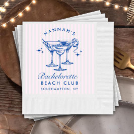 レトロモダンな独身最後の夜 青い紙ナプキン 縁ありカクテルナプキン