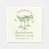レトロモダンな独身最後の女友達グリーンペーパーナプキン スタンダードカクテルナプキン (正面)