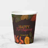 レトロモダンな秋の植物 Friendsgiving 紙コップ (裏面)