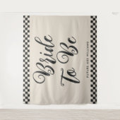 レトロモダンな花嫁の結婚前お祝い用背景 タペストリー (正面)