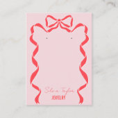 レトロモダンな赤いピンクのリボンのイヤリングQRコード 名刺 (正面)