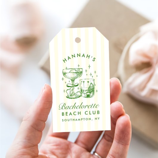 レトロモダンな黄色と緑の独身最後の週末 ギフトタグ