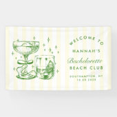 レトロモダンな黄色と緑の独身最後の週末 横断幕 (横)