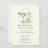 レトロモダンな黄色と緑の花嫁おさらい週末 招待状 (正面)