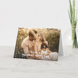 レトロモダンに魔法の新年の写真がある カード