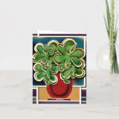 レトロモダンのシャムロックの花瓶|クローバー サンキューカード (裏面)