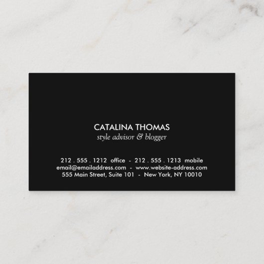 レトロモダンの白黒パターンと金ゴールドのエンブレム 名刺 (裏面)