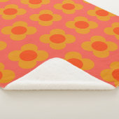 レトロモダンの花模様（オレンジ） シェルパブランケット (3/4)