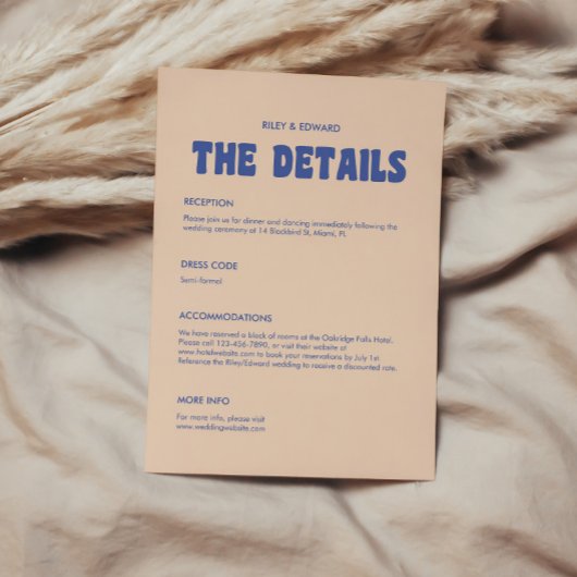 レトロモダンはっきりしたタイポグラフィ結婚詳細 エンクロージャーカード