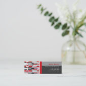 レトロモダンアールデコジグザグファンキーパターン赤黒 スキニー名刺 (スタンド正面)