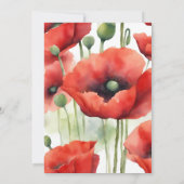 レトロモダンウォーターカラーレッドポピーブライダルシャワー 招待状 (裏面)