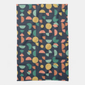 レトロモダンエレガント部幾何学模様 キッチンタオル (縦)