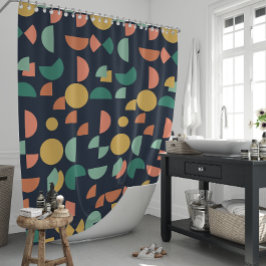 レトロモダンエレガント部幾何学模様 シャワーカーテン