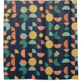 レトロモダンエレガント部幾何学模様 シャワーカーテン (正面)