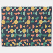 レトロモダンエレガント部幾何学模様 フリースブランケット (正面(横))