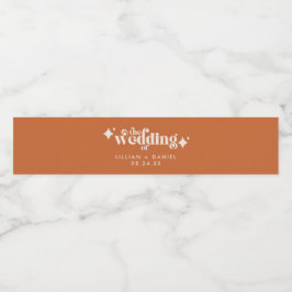 レトロモダンオレンジとクリームズ結婚ウォーターボトル ペットボトルラベル