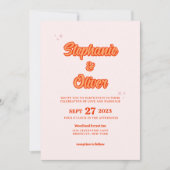 レトロモダンオレンジテラコッタ70s結婚ズ 招待状 (正面)