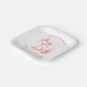 レトロモダンカクテルバチェロレッテオレンジ ペーパープレート (傾斜あり)