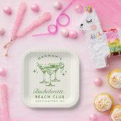 レトロモダンカクテルバチェロレッテグリーン ペーパープレート (パーティー)