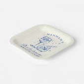 レトロモダンカクテルバチェロレッテブルー ペーパープレート (傾斜あり)