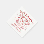 レトロモダンカクテルレッドバチェロレッテ スタンダードカクテルナプキン (角)