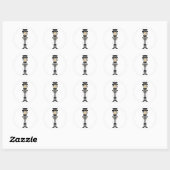 レトロモダンガールステッカー ラウンドシール (シート)