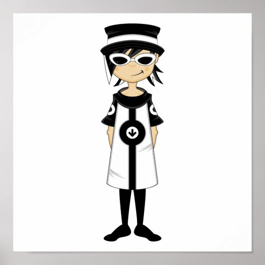 レトロモダンガールプリント ポスター (正面)