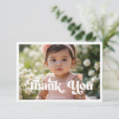 レトロモダンキッズ 1歳の誕生日写真 サンキューカード (スタンド正面)