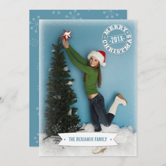 レトロモダンクリスマスグリーティングフォトカード シーズンカード (正面/裏面)