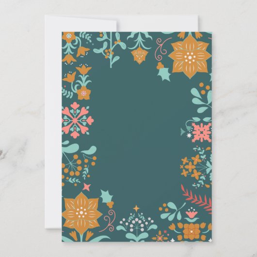 レトロモダングリーンメリークリスマスホリデーカード 招待状 (裏面)