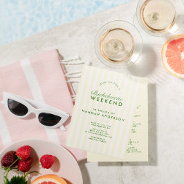 レトロモダングリーン&イエローバチェロレッテ週末 招待状