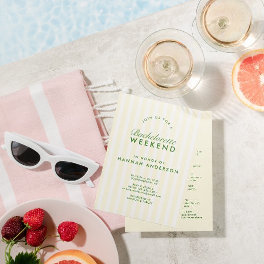 レトロモダングリーン&イエローバチェロレッテ週末 招待状