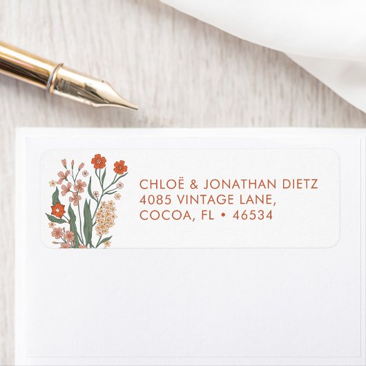 レトロモダングルーヴィオレンジ差出人住所ラベル ラベル