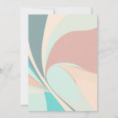 レトロモダングルーヴィピーチティール(緑がかった色)アクアブライダルシャワー 招待状 (裏面)