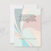 レトロモダングルーヴィピーチティール(緑がかった色)&アクア結婚ズ サンキューカード (裏面)