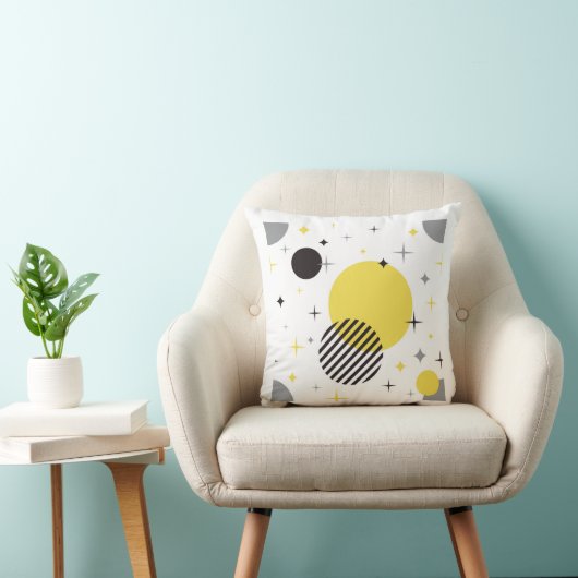 レトロモダングレイとイエロー クッション (椅子)