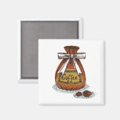 レトロモダンコーヒーlカフェインlラテlブラウン マグネット (正面/裏面)