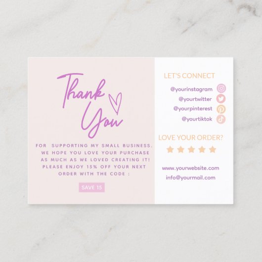 レトロモダンサンキュースモールビジネスカード 名刺 (裏面)