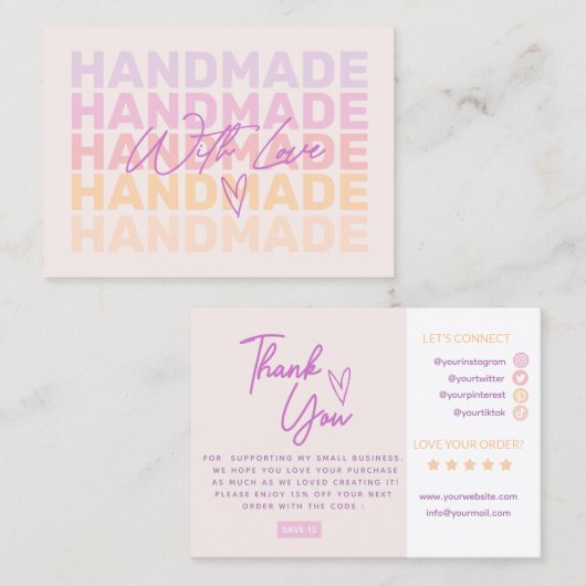 レトロモダンサンキュースモールビジネスカード 名刺 (正面/裏面)