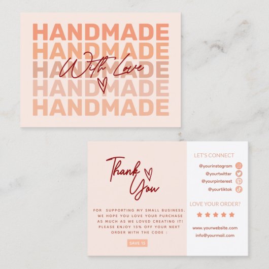 レトロモダンサンキュースモールビジネスカード 名刺 (正面/裏面)