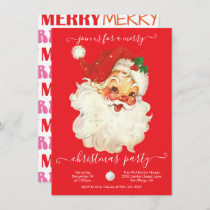 レトロモダンサンタメリークリスマスパーティー招待 招待状