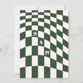 レトロモダンシック市松模様にテラコッタ日付を保存 招待状 (裏面)