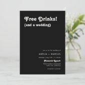 レトロモダンシック無料ドリンクブラック結婚ズ 招待状 (スタンド正面)