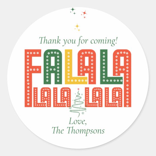 レトロモダンシンプルクリスマスカロールカラオケパーティー ラウンドシール (正面)