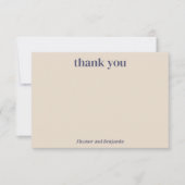 レトロモダンジオメトリックベージュブルーカスタムウェディング サンキューカード (正面)