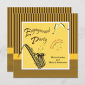 レトロモダンジャズ婚約パーティ 招待状 (正面/裏面)