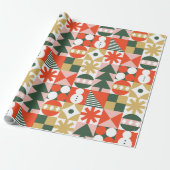 レトロモダンスカラフルカンジナビアのクリスマス ラッピングペーパー (アンロールド)